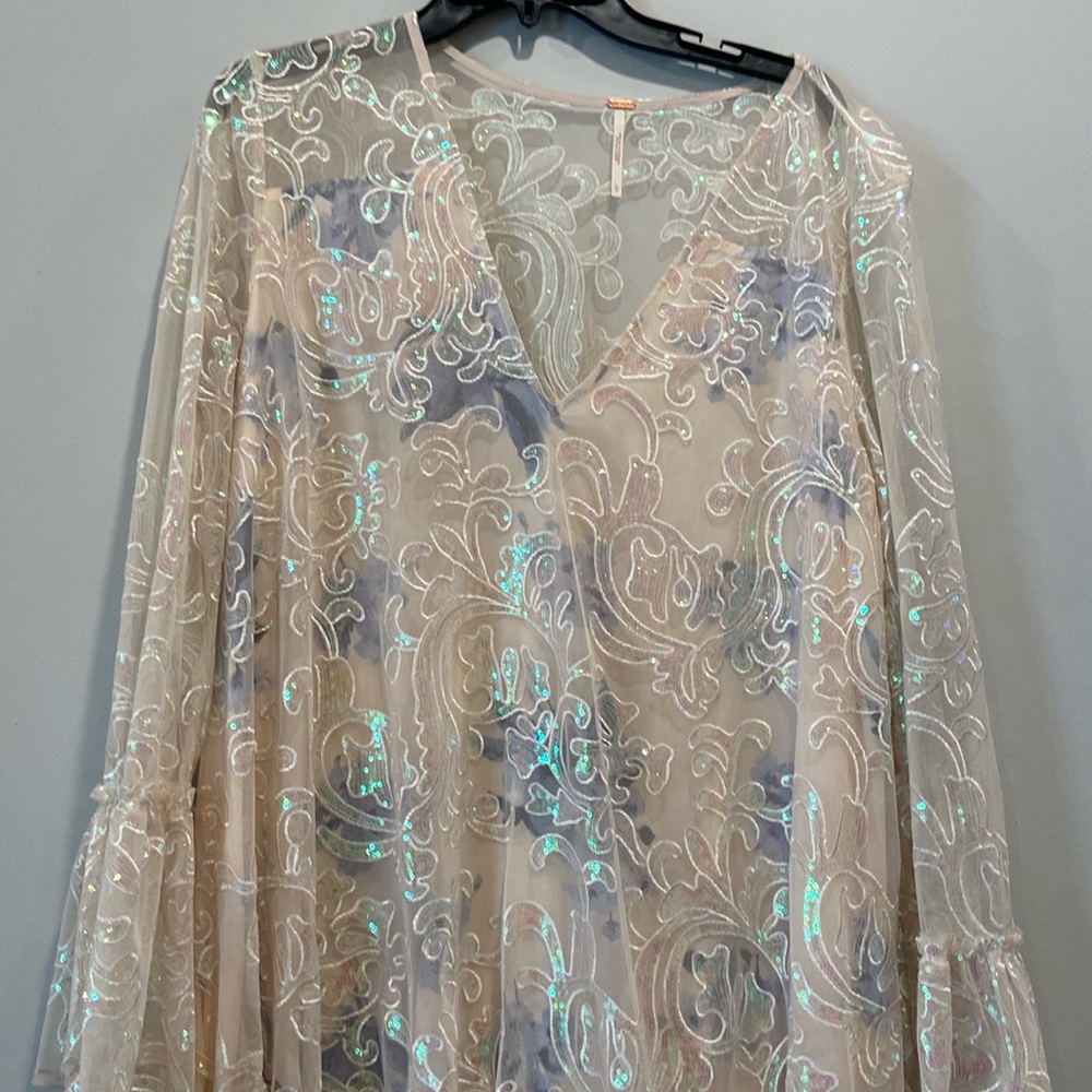free people long sleeve sequence dress
